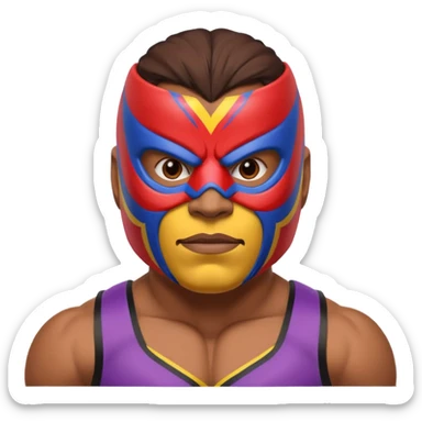 Mexican wrestler portrait, head and shoulders only, colorful luchador mask, muscular collar, confident expression, 3D cartoon, mobile game icon style, clean background, no text, no watermark
 sticker