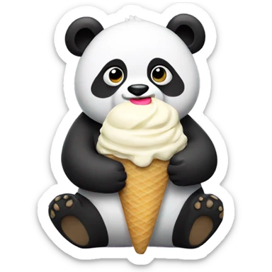 Panda eating ice cream sticker
