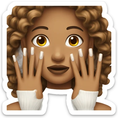 nails emoji white color light brown skin sticker