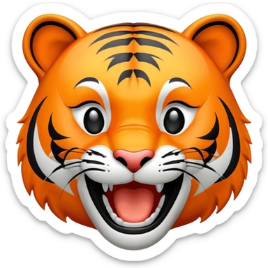 laughing tiger face with tears of joy for Twitch emote sticker