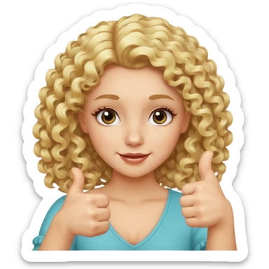 blond girl doing thumbs up sign sassy make it with curly hair and lashes sticker