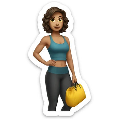 Brunette girl at gym with bag sticker