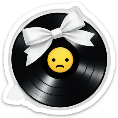 vinyl record with white bow sticker