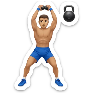 blue shorts man doing kettlebell swings sticker