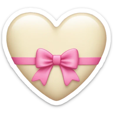 cream colored heart with pink bow sticker