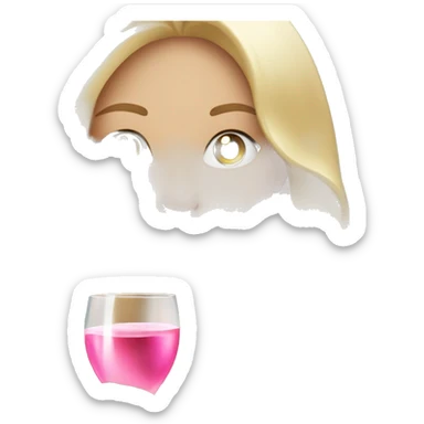 Pretty blonde lady with long hair drinking pink champagne sticker
