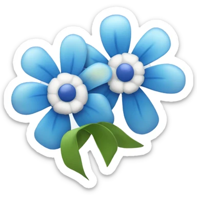 Two Blue and white flowers with cute ribbon on it sticker
