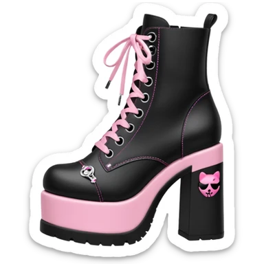 BLACKPINK-inspired gothic shoes, no hearts, black and pink, cute  sticker