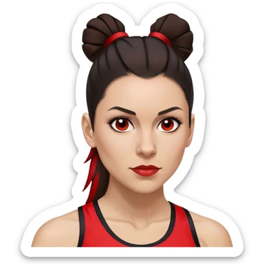 Melanie chisholm with a dark brown high ponytail with a red streak through it, wearing athletic attire sticker