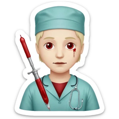 A victorian surgeon with a knife and bloody clothing sticker
