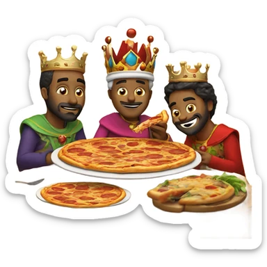 Los tres reyes magos comiendo pizza sticker