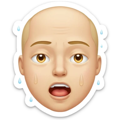 face with an extremely intense expression of pleasure, eyes tightly shut, mouth wide open, flushed cheeks, sweat drops sticker