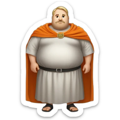big fat man slavic stands big belly in prisoner robe sticker
