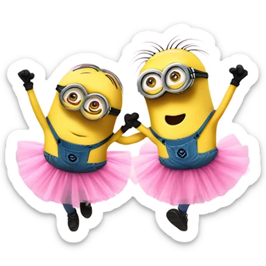 Minions dancing in pink tutus  sticker