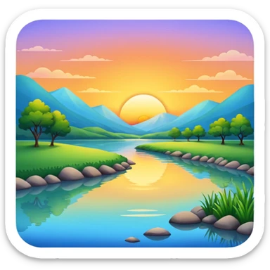 nature, sunrise on a river sticker