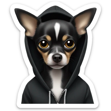 Black chihuahua in a black hoodie  sticker
