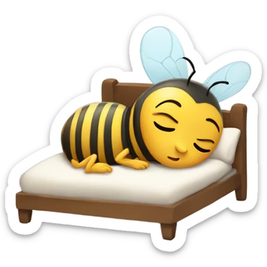 A sleepy bee that is cozy in bed sticker
