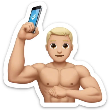 a mobile Phone with arms to the side flexing sticker