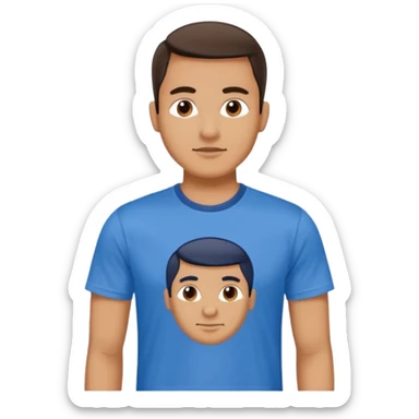 Now make a men who wears blue t shirt and on t shirt it is written mayank sticker