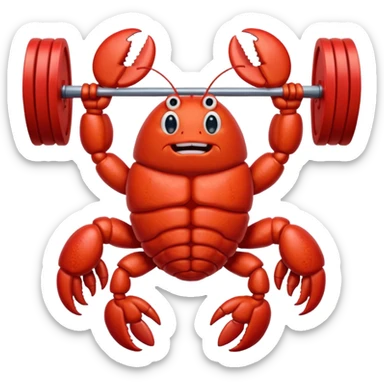 lobster lifting weights sticker