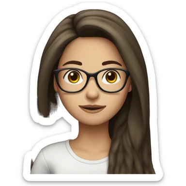 a brunette girl with long hair and glasses  sticker