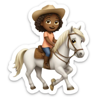 a cute little girl riding a horse  sticker