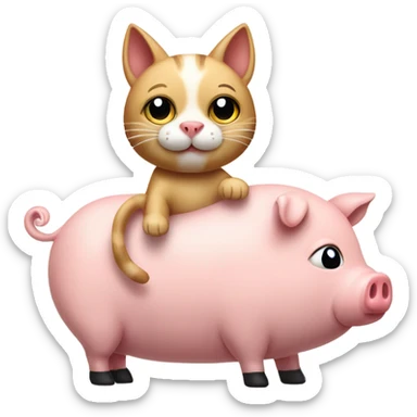 Cat riding a pig sticker