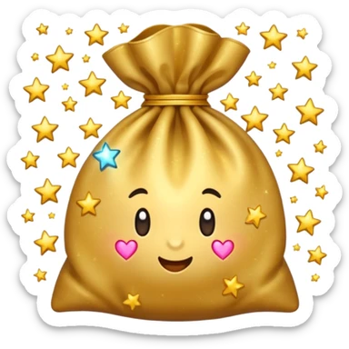 money bag with stars and hearts and sparkles sticker