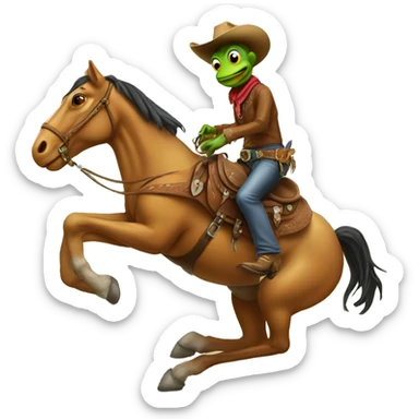 Cowboy frog riding a horse sticker