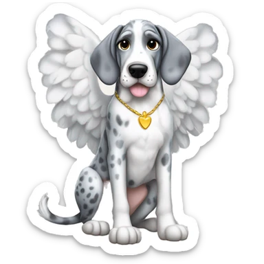 Blue Merle Great Dane wearing a angel costume  sticker