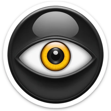 Minimalist emoji-style sticker of a black surveillance camera lens with a demonic eye inside, grayscale, with the words “ALWAYS WATCHING” below

 sticker