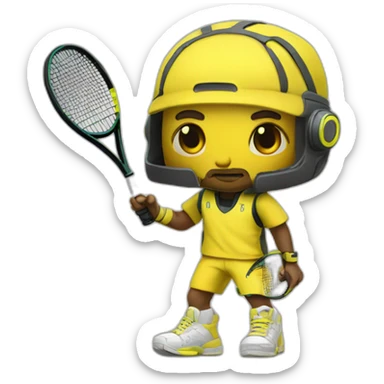 cyberpunk yellow tone dude in tennis uniform sticker
