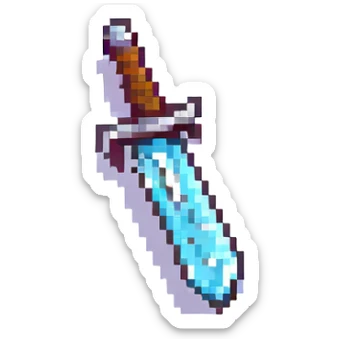 64x64 pixel Minecraft-style sword icon, pixel art sticker