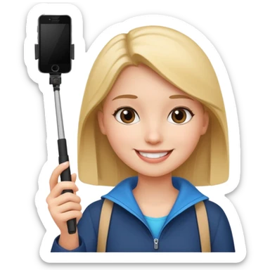 girl with phone selfie stick sticker