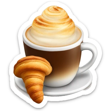Cup of cappuccino with croissant sticker