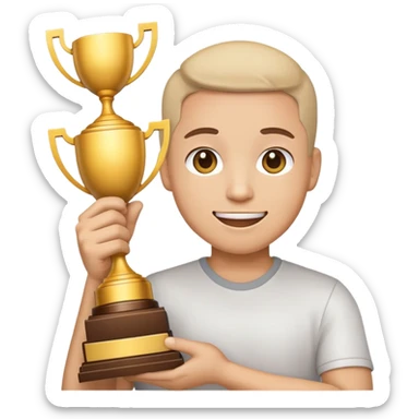 Emoticon where only hands come out and hold the trophy.
Don't show your face and body sticker