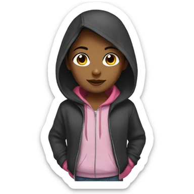 girl wearing a hoodie with shoulder length short black hair sticker