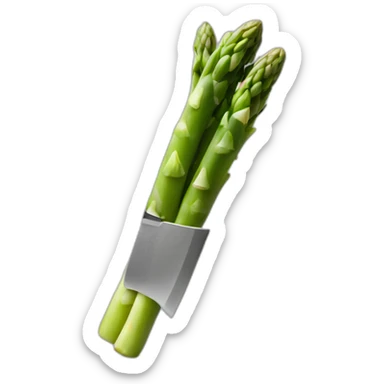 knife holding asparagus sticker