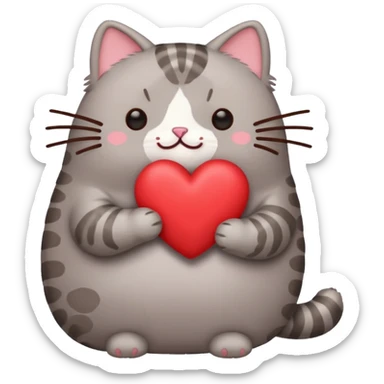 Pusheen cat red heart sticker