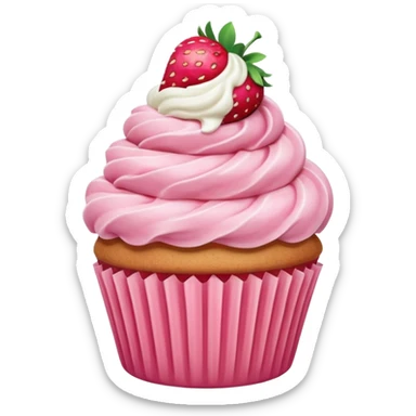 Strawberry cupcake with ice cream looking frosting  sticker