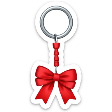 keys tied with a red bow sticker