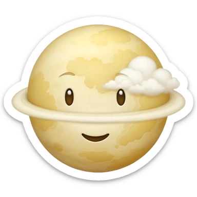 Venus planet emoji, pale yellowish-white sphere, enveloped in smooth, opaque clouds, no visible features, simple and round sticker
