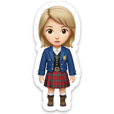 female with scottish attire and dark blonde hair sticker