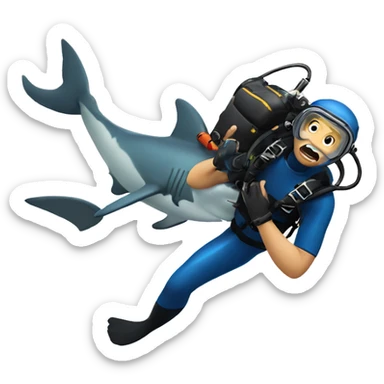a single scuba diver attacked by shark sticker
