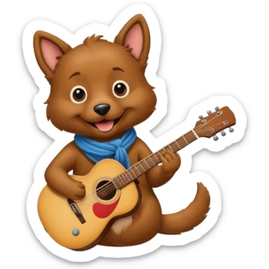 happy dog playing guitar sticker