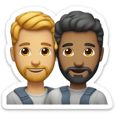 Gay couple one of them with beard  sticker
