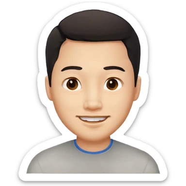 asian men, stubble, handsome, light skin, black eyes, smiling sticker