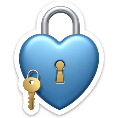 A blue shade heart-shaped lock with a silver key sticker