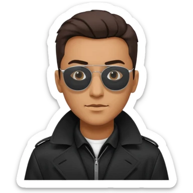 man in black trenchcoat and matrix sunglasses sticker