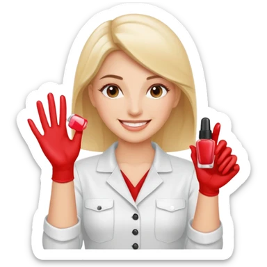 female nail master with buff and gel polish in hand  sticker